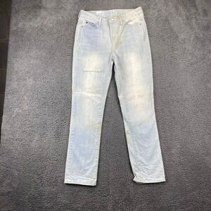 Gap 1969 Real Straight Jeans Size 25‎ Light Wash Distressed Denim